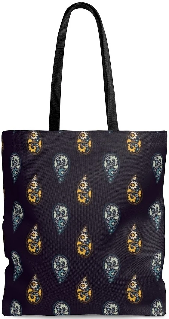 Sac à main cabas toile cuir motif cachemire imprimé ethnique Arabe style Oriental