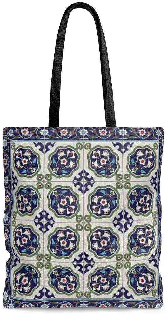 Sac à main cabas toile coton motif imprimé carreaux style faïence arabe Arabe Oriental