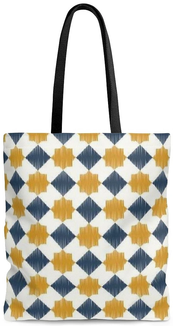 Sac à main cabas toile coton motif imprimé zellige design du Maghreb Oriental