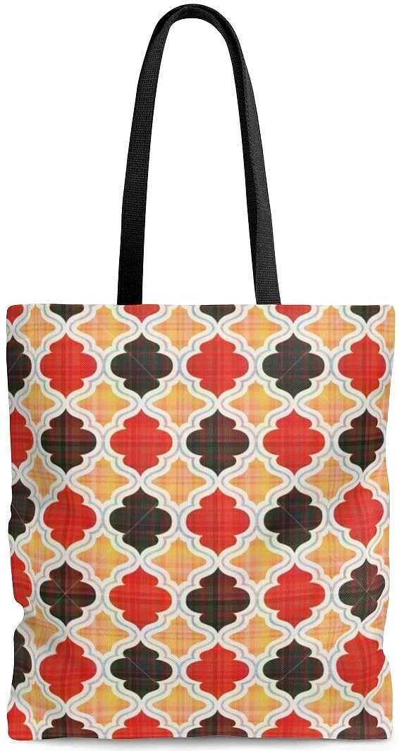 Sac à main cabas Toile coton motif zellige imprimé mosaïque du Maghreb Oriental