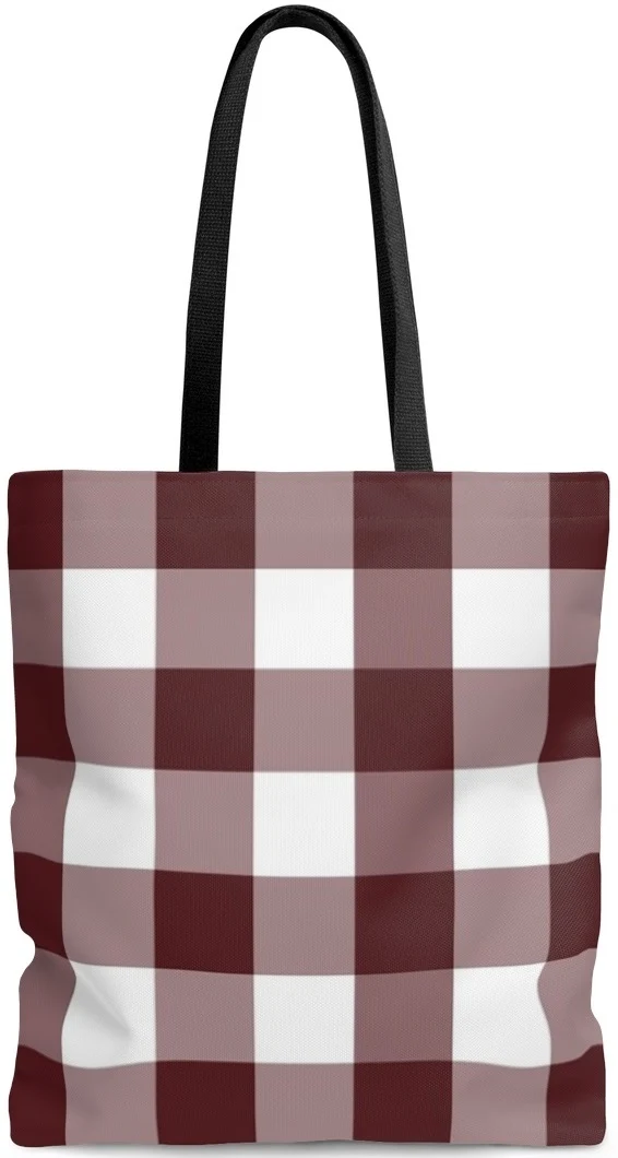 Sac à main Toile de coton cabas imprimé motif carreaux carrés vichy