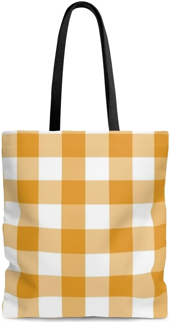 Sac à main, le cabas en Toile de coton motif carreaux imprimé vichy jaune blanc