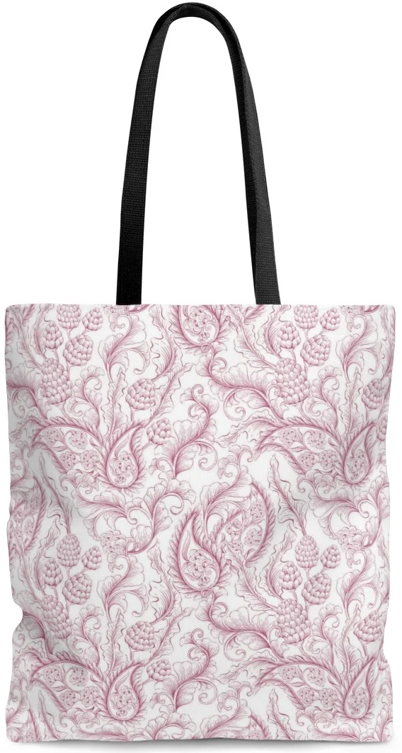 Sac à main cabas toile de coton motif cachemire imprimé Toile de Jouy paisley rouge
