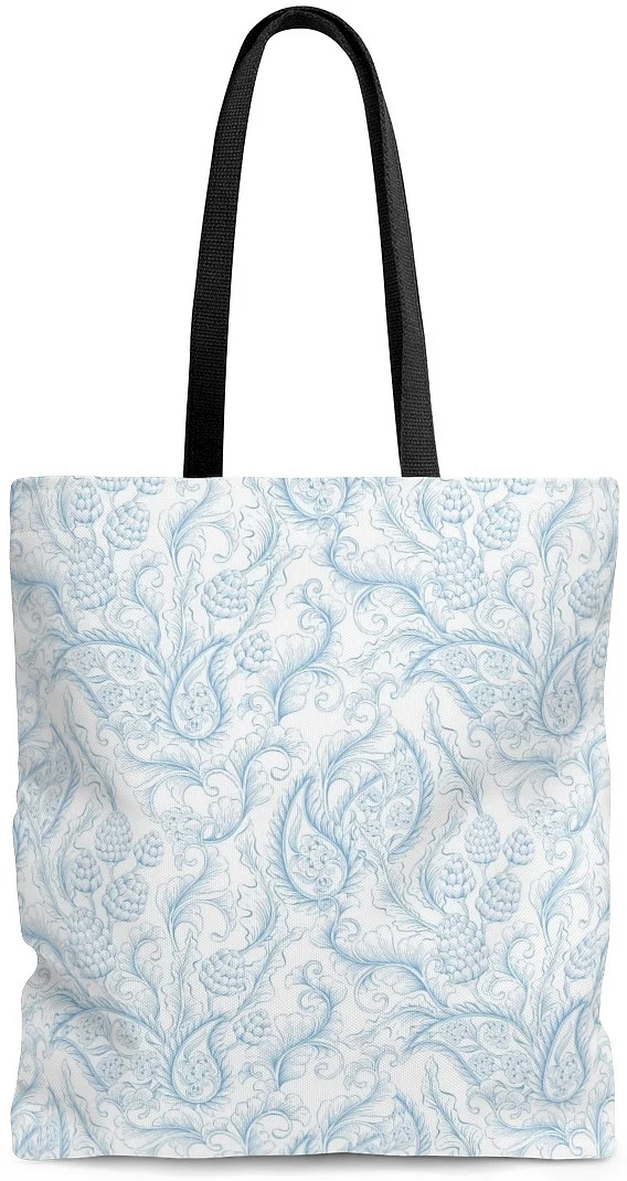 Sac à main cabas toile de coton motif cachemire Toile de Jouy Les Indiennes Bleu