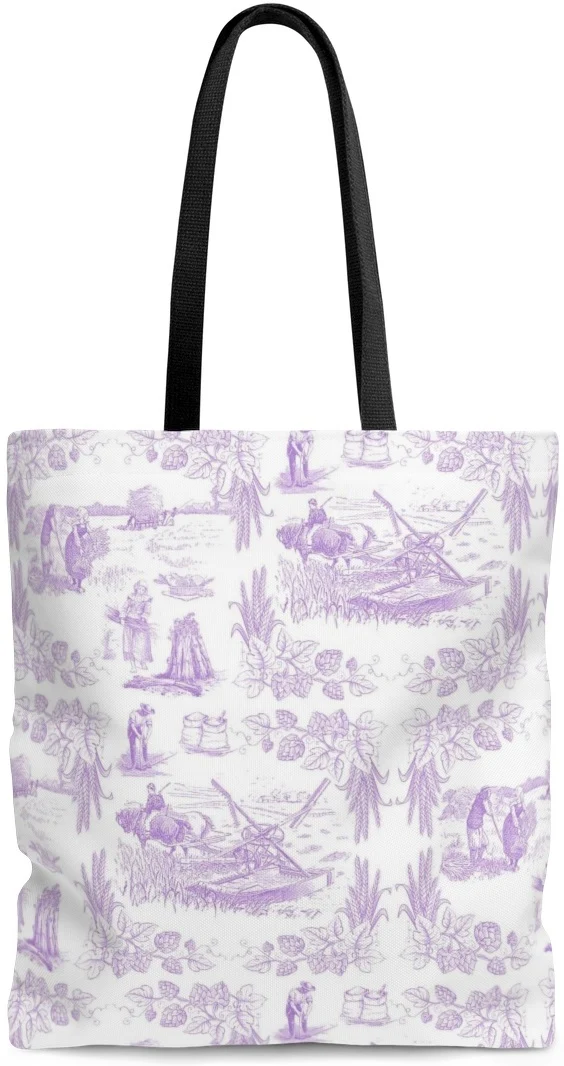 Sac à main cabas motif Les Indiennes cachemire imprimé Toile de Jouy lilas