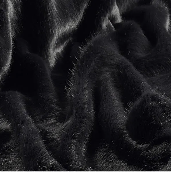 Fausse fourrure tissu au mètre rideau Plaid noir qualité Luxe