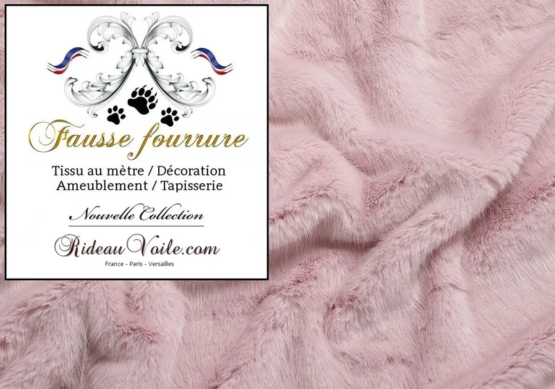 Fausse fourrure imitation tissu animal au mètre rideau sur mesure Plaid rose pastel