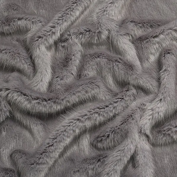 Décoration Fausse peau de bêtes fourrure boutique tissu animal au mètre rideau gris