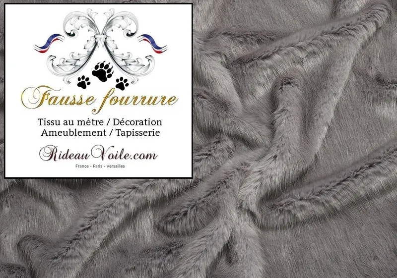 Décoration Fausse peau de bêtes fourrure boutique tissu animal au mètre rideau gris