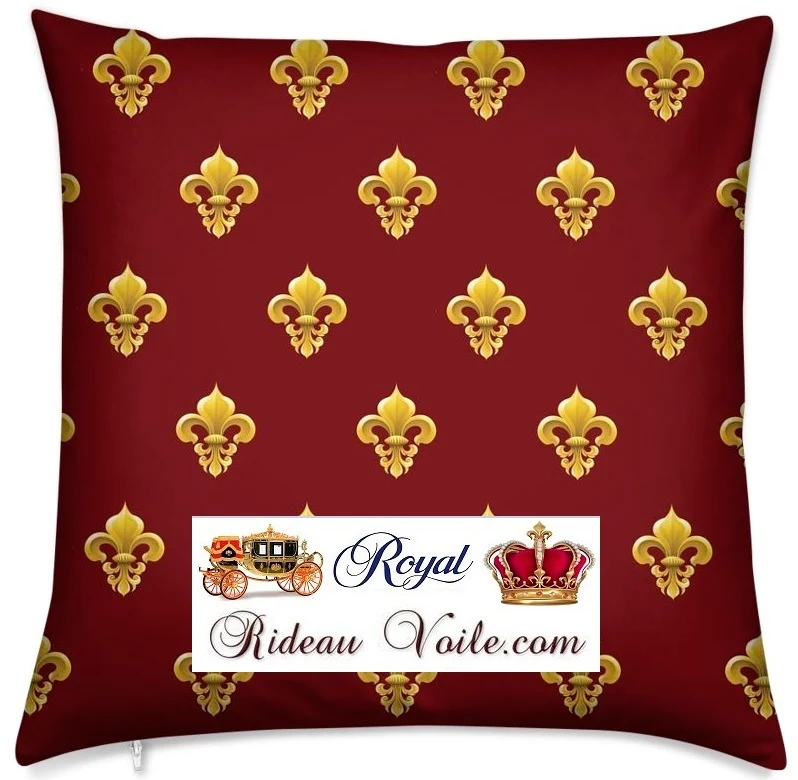Tissu ameublement bordeaux au mètre voilage rideau Empire Fleur de lys couette