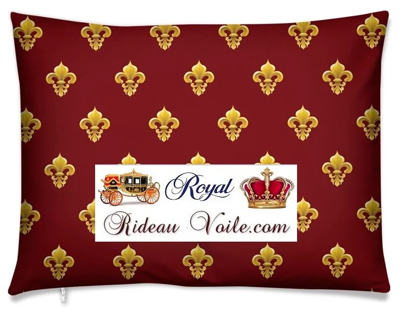 Tissu ameublement bordeaux au mètre voilage rideau Empire Fleur de lys couette
