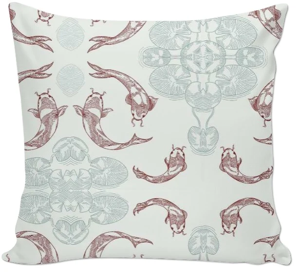 Tissu au mètre motif poisson Japonais Carpe Koï décoration ethnique rideau couette
