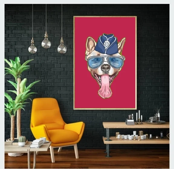 Tissu au mètre imprimé chien Akita américain motif animal tableau portrait chien
