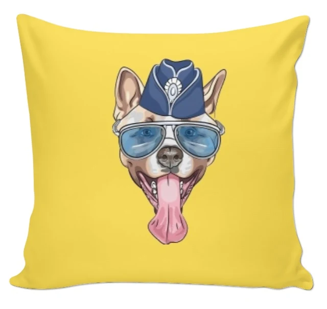 Tissu au mètre imprimé motif animal chien dog jaune rideau couette coussin