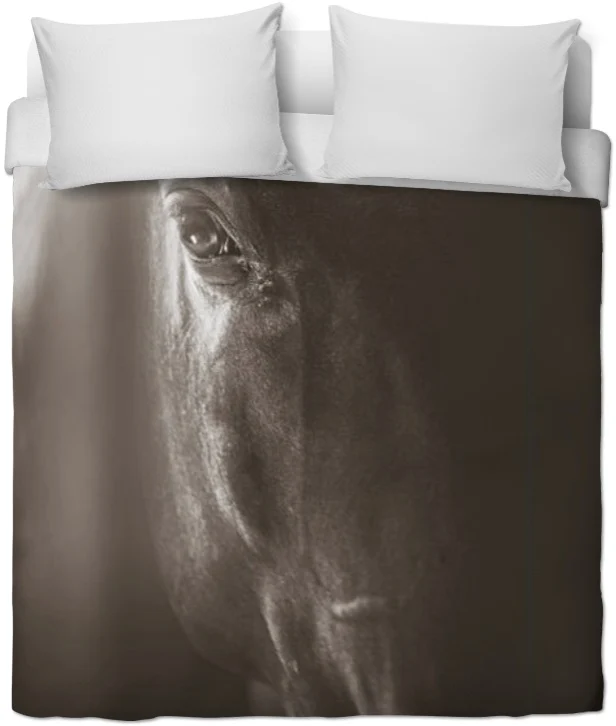 Tissu ameublement mètre motif tête cheval noir rideau couette coussin idée déco voilage