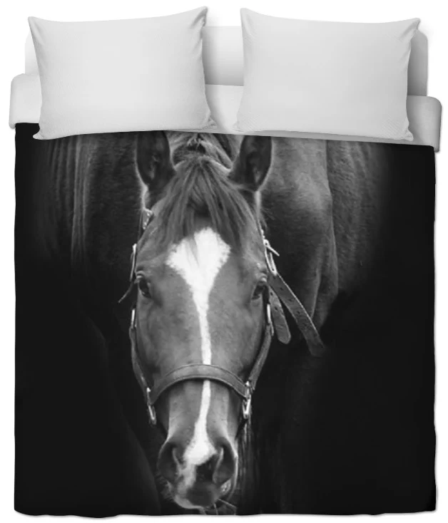 Tissu au mètre motif imprimé cheval noir rideau housse couette coussin couverture
