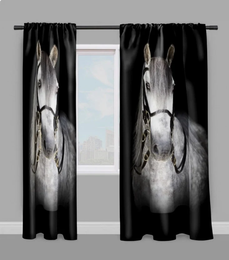 Motif imprimé Beau cheval blanc tissu ameublement mètre rideau couette coussin