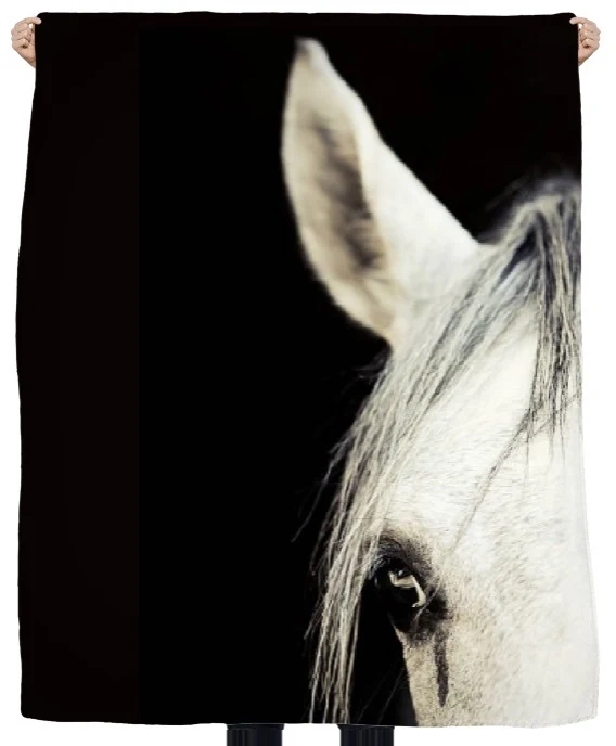 Motif portrait de cheval blanc tissu au mètre rideau housse couette coussin couverture