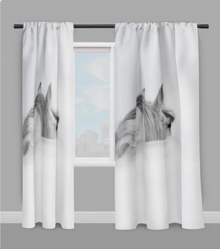Motif imprimé dos cheval blanc tissu ameublement mètre rideau couette coussin