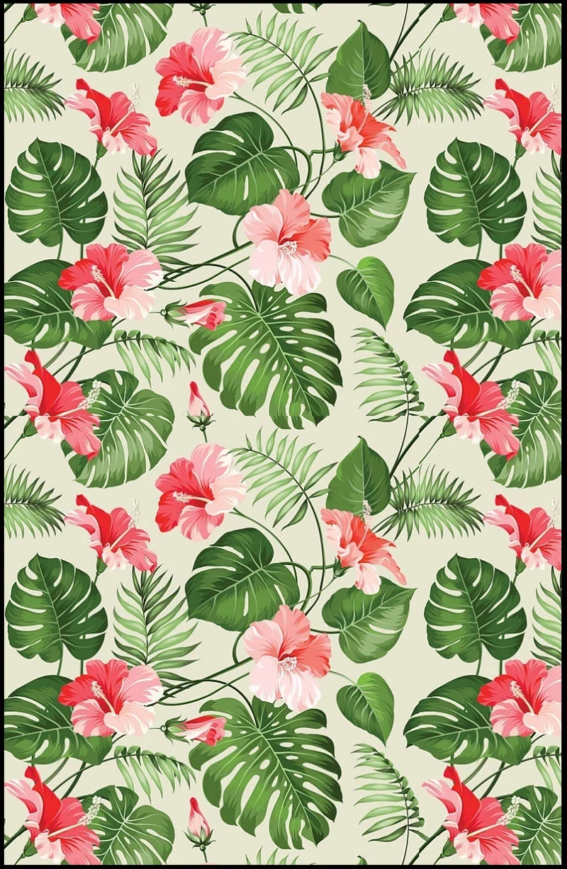 Tissu au mètre motif feuille verte Tropical Exotique fleur rideau couette coussin floral
