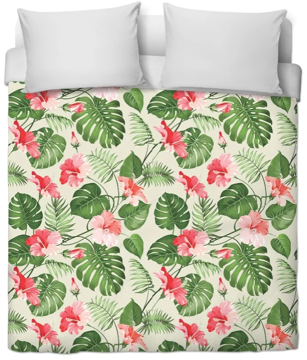 Tissu au mètre motif feuille verte Tropical Exotique fleur rideau couette coussin floral