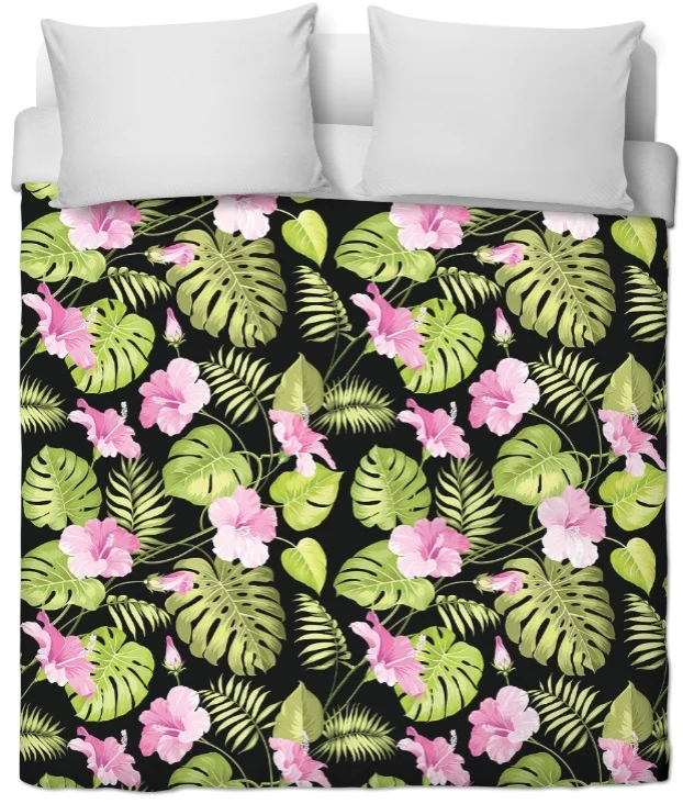 Tissu ameublement mètre motif plantes Tropical Exotique fleur bachette rideau couette