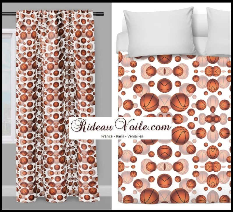 Rideauvoile Tissu ameublement au mètre motif Basketball ballon sport rideau couette