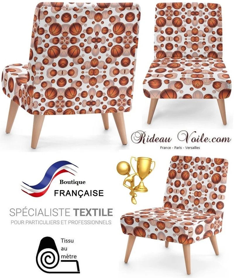Rideauvoile Tissu ameublement au mètre motif Basketball ballon sport rideau couette