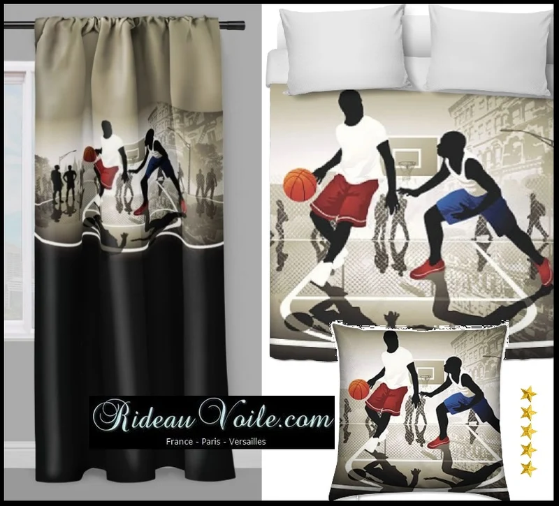 Tissu ameublement mètre motif imprimé joueur Basketball ballon déco sport rideau