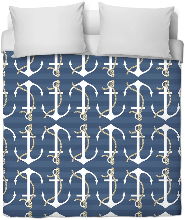 Tissus ameublement mètre rideau rayé Motif Marin Ancre bateau French fabrics Marine