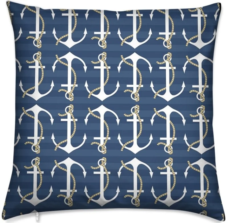 Tissus ameublement mètre rideau rayé Motif Marin Ancre bateau French fabrics Marine