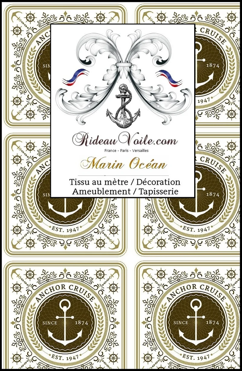 Tissu ameublement mètre rideau Ancre Motif Marin Baroque rideau