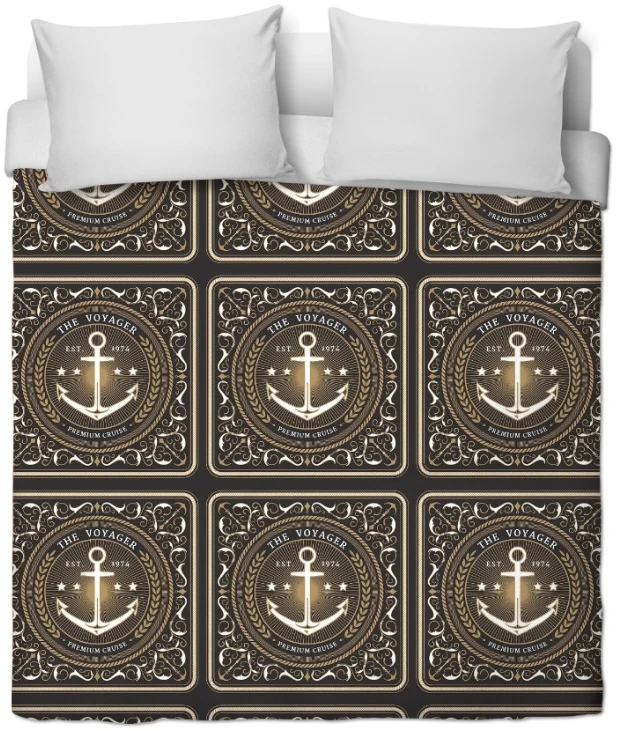 Tiss ameublement mètre Ancre Baroque noir Motif style Marin
