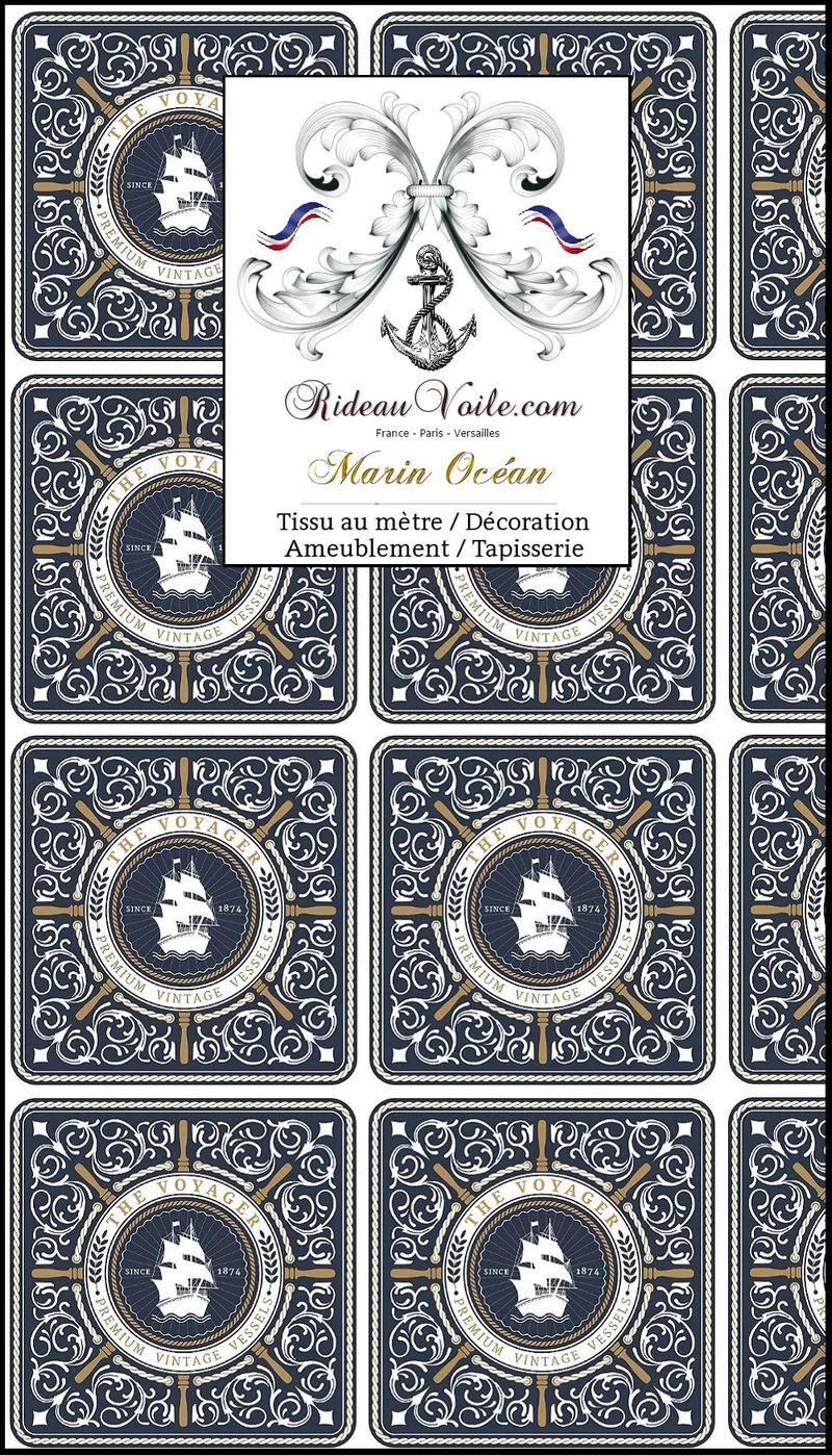 Tissu ameublement intérieur mètre rideau Bateau bleu style déco Marin