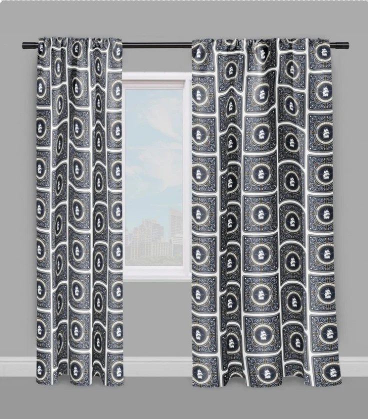 Motif Marin Ancre baroque bleu Tissu au mètre rideau coussin couette bateau marine
