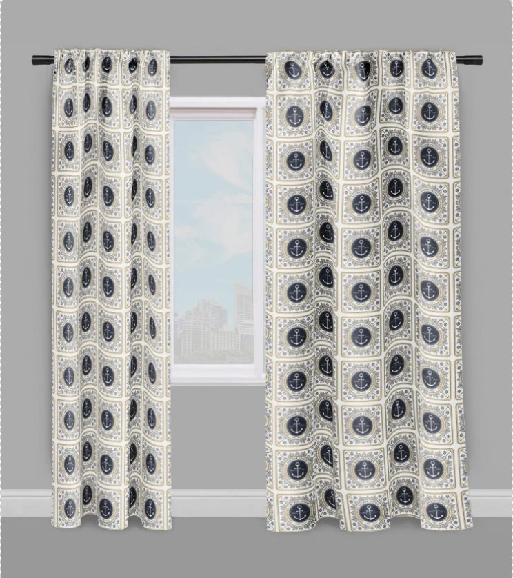 Tissu Motif Marin bleu mètre rideau Stoffe anker Architect interior