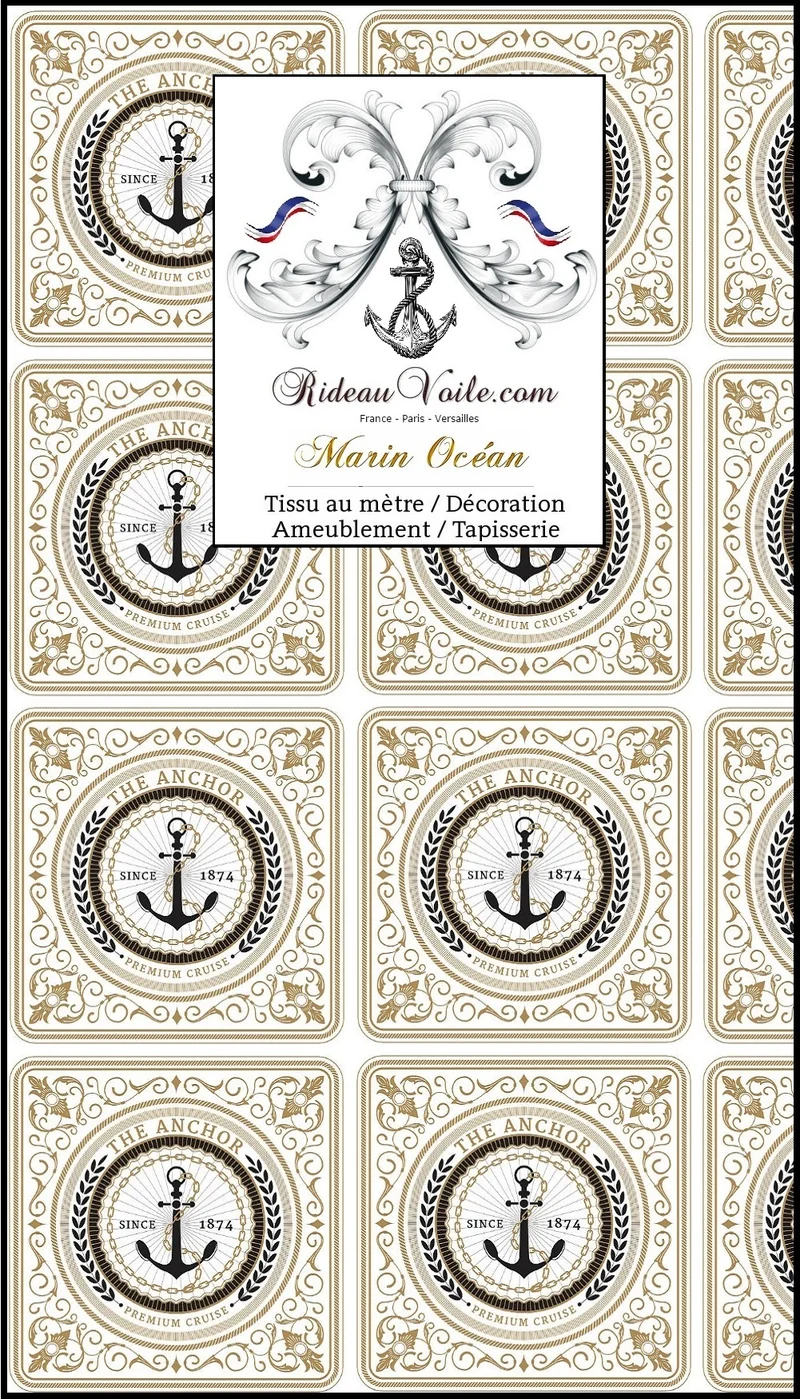 Déco Marin bateau navire style baroque Tissu au mètre rideau couette sur mesure