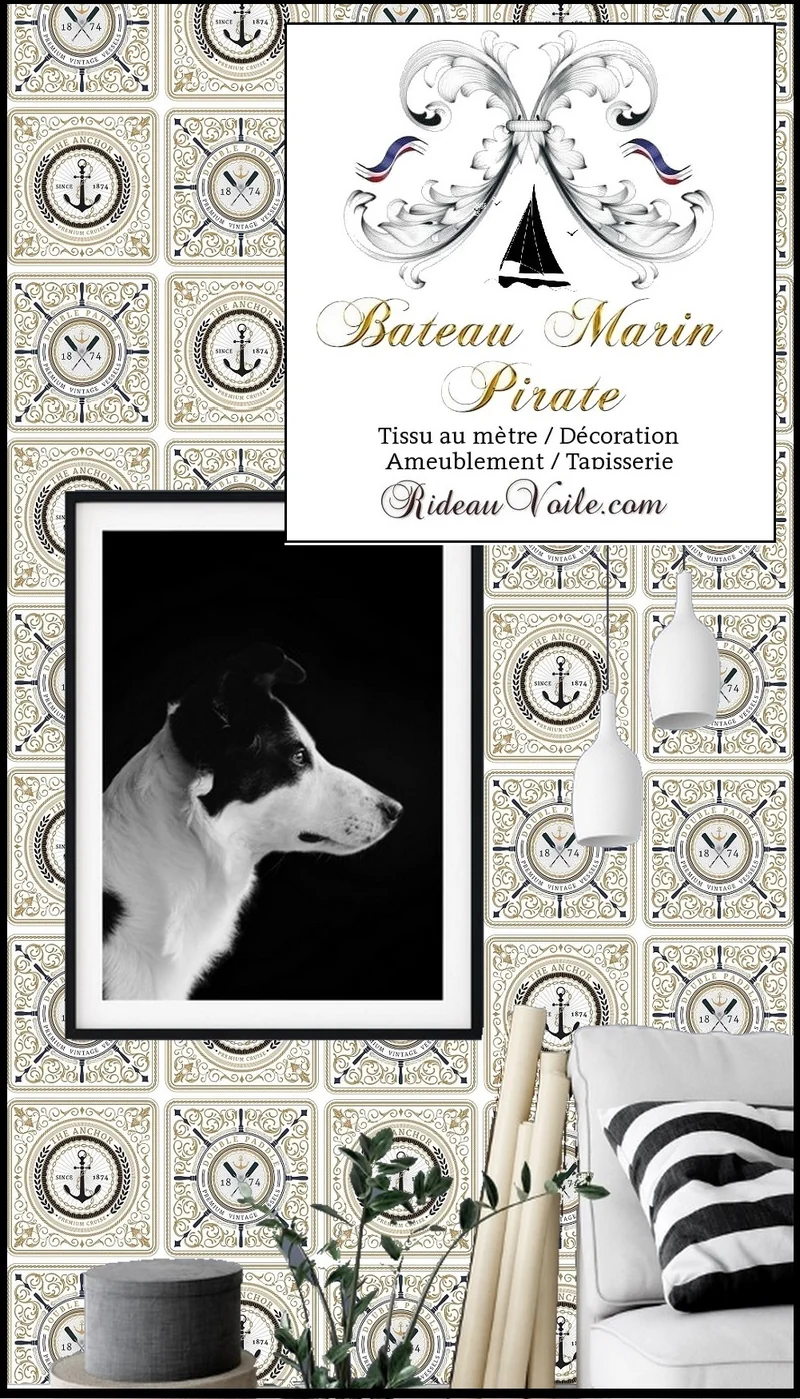 Tissu Marine bateau navire Baroque mètre Fabric meter marine boat pattern upholstery