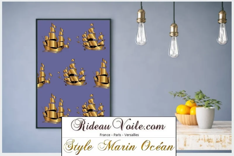 Tissu au mètre rideau motif Marin bateauMaritime Stoffe Boote anker meer vorhang