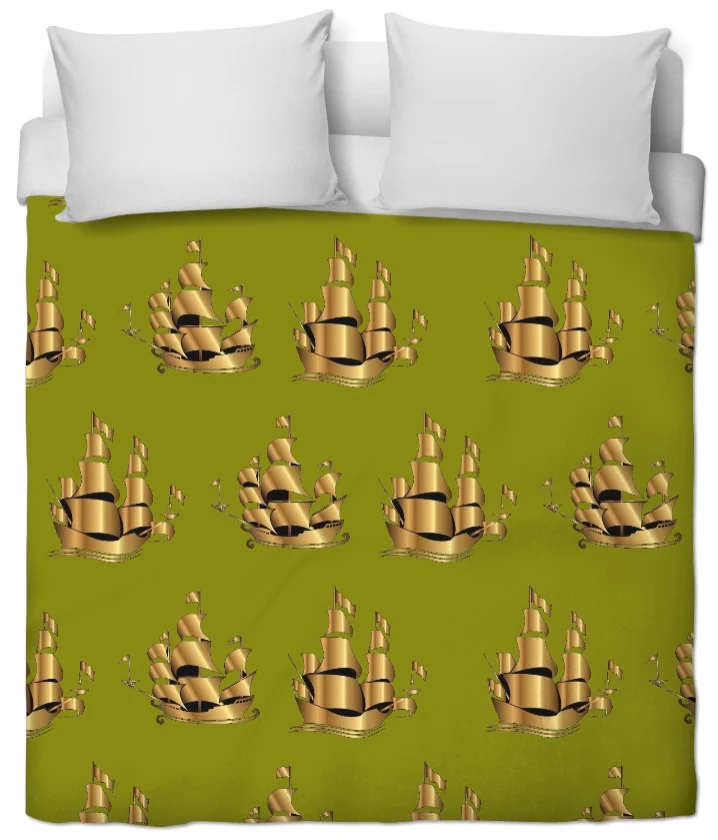 Boutique tissu ameublement mètre rideau couette déco Marin bateau Or doré vert