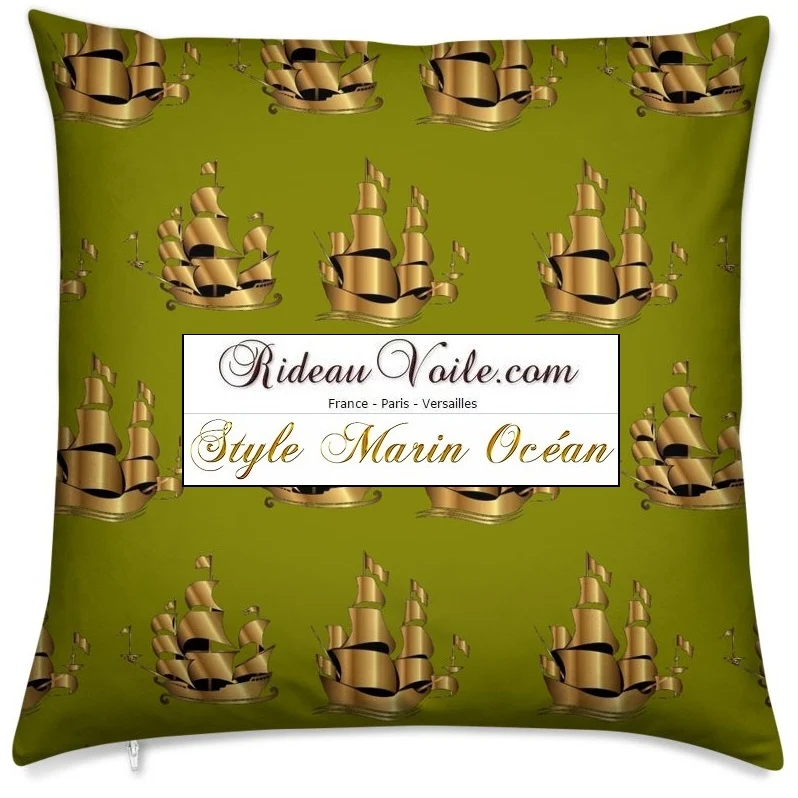 Boutique tissu ameublement mètre rideau couette déco Marin bateau Or doré vert