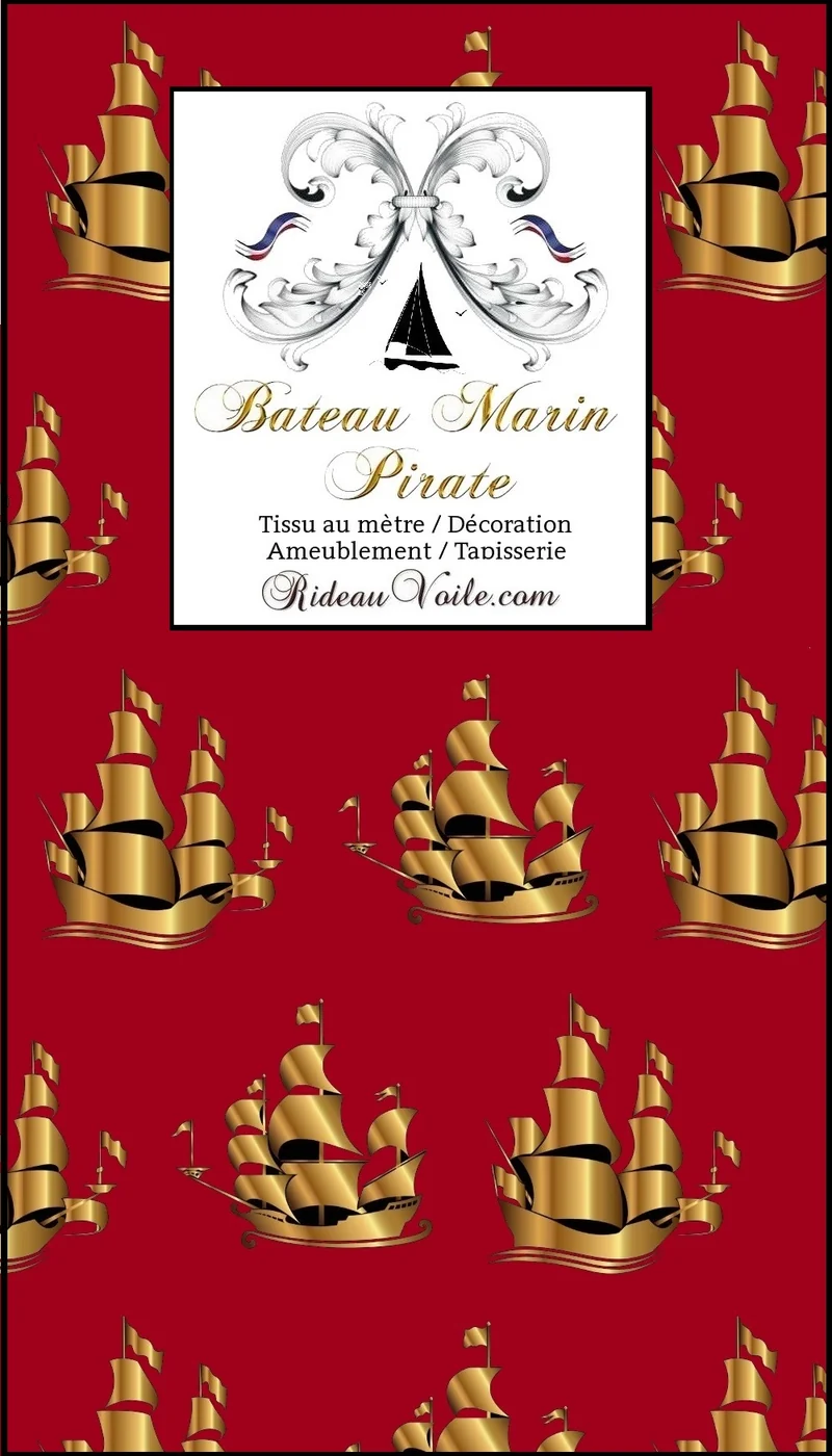 Boutique Paris Tissu ameublement Marin Bateau mètre rideau Boat Nautical Upholstery
