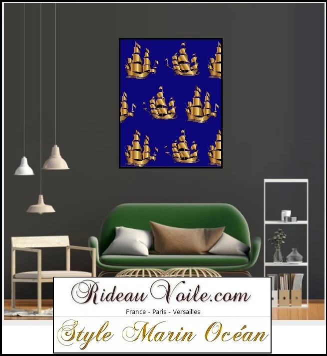 Tissu au mètre rideau motif Marin upholstery fabric Boat Nautical meter curtain