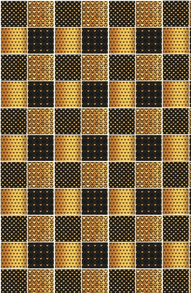 Tissu ameublement mètre rideau coussin couette motif cœur or doré noir sur mesure