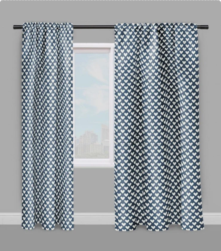 Boutique rideau tissu mètre bleu blanc ameublement motif cœur Stoff Meter vorhang herz