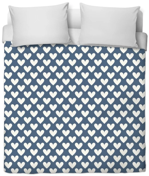 Boutique rideau tissu mètre bleu blanc ameublement motif cœur Stoff Meter vorhang herz