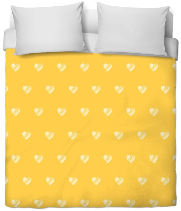 Imprimé Motif cœur jaune tissu au mètre déco enfant ameublement rideau couette