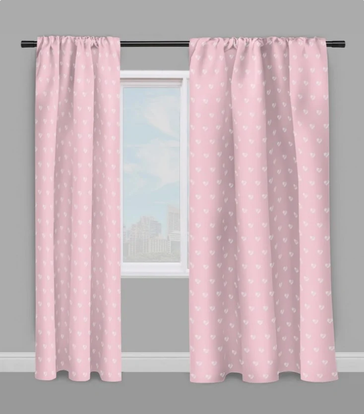 Motif cœur rose layette tissu décoration au mètre rideau couette chambre enfant bébé