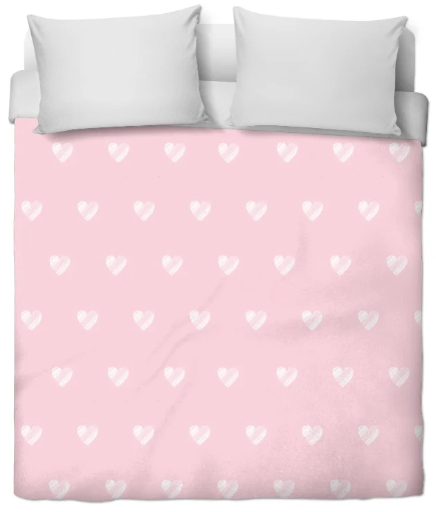 Motif cœur rose layette tissu décoration au mètre rideau couette chambre enfant bébé