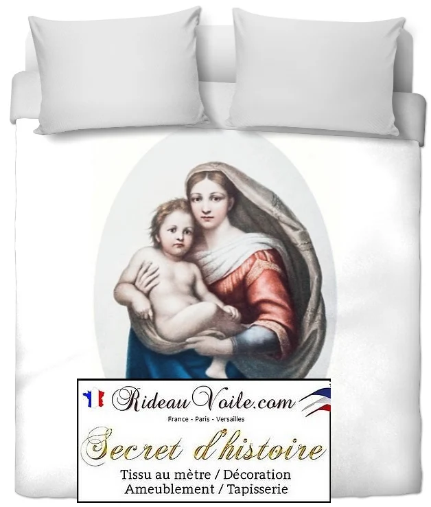 Tissu ameublement au mètre Art liturgique motif Vierge Marie église rideau voilage déco